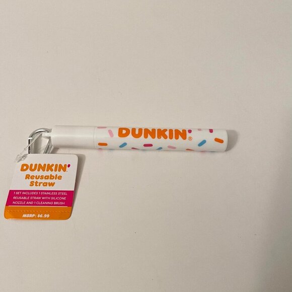 Extendable Dunkin Donut Reusable Straw Carrying Case and Cleaning Brush - Picture 1 of 13